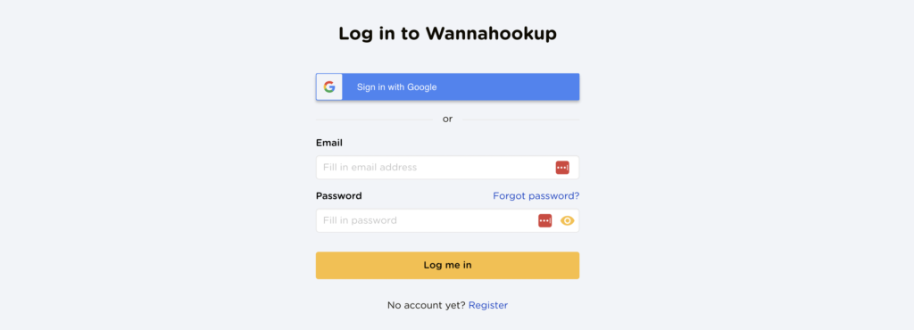 Log in to Wannahookup